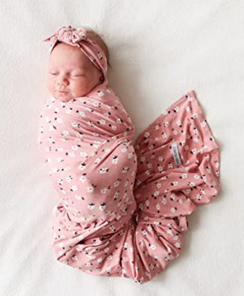 Posh Peanut Matching Swaddle Blanket & Headband