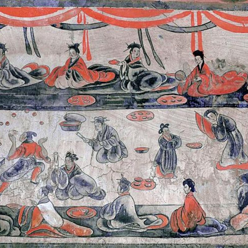 Tomb banquet scene with jugglers