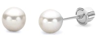 14k White Gold Freshwater Cultured Pearl Stud Earrings