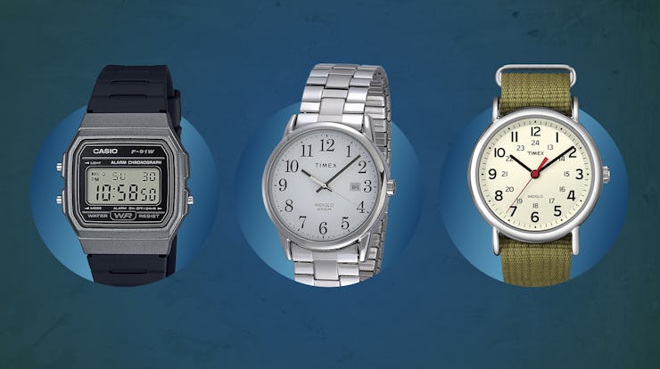 Best watches for small wrists. Featured: Casio F-91WM-1BCF, Timex Easy Reader Date Expansion Band an...