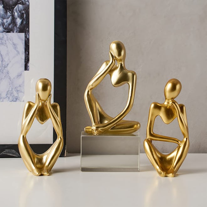 FJS Gold Resin Abstract Sculptures (Set of 3)
