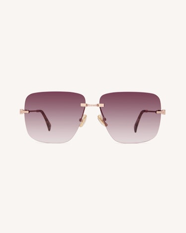 2022 sunglasses trends y2k pink metal rimless sunglasses