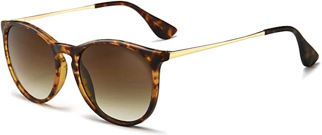 SUNGAIT Round Tortoise Sunglasses