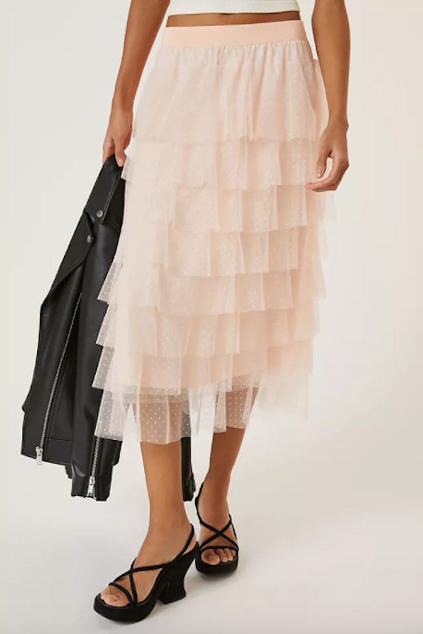 Tiered Tulle Midi Skirt