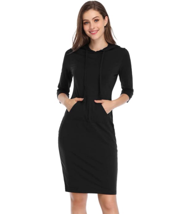 MISSKY Knee Length Pullover Hoodie Dress