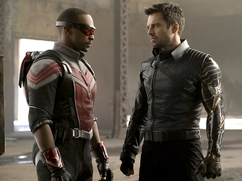 Sam Wilson and Buck Barnes standing next to each other in "The Falcon and the Winter Soldier"