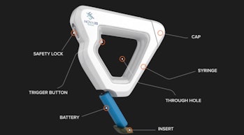 A diagram of the Telosis injection gun.