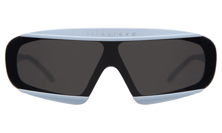 2022 sunglasses trends futuristic sporty blue and black acetate frames 
