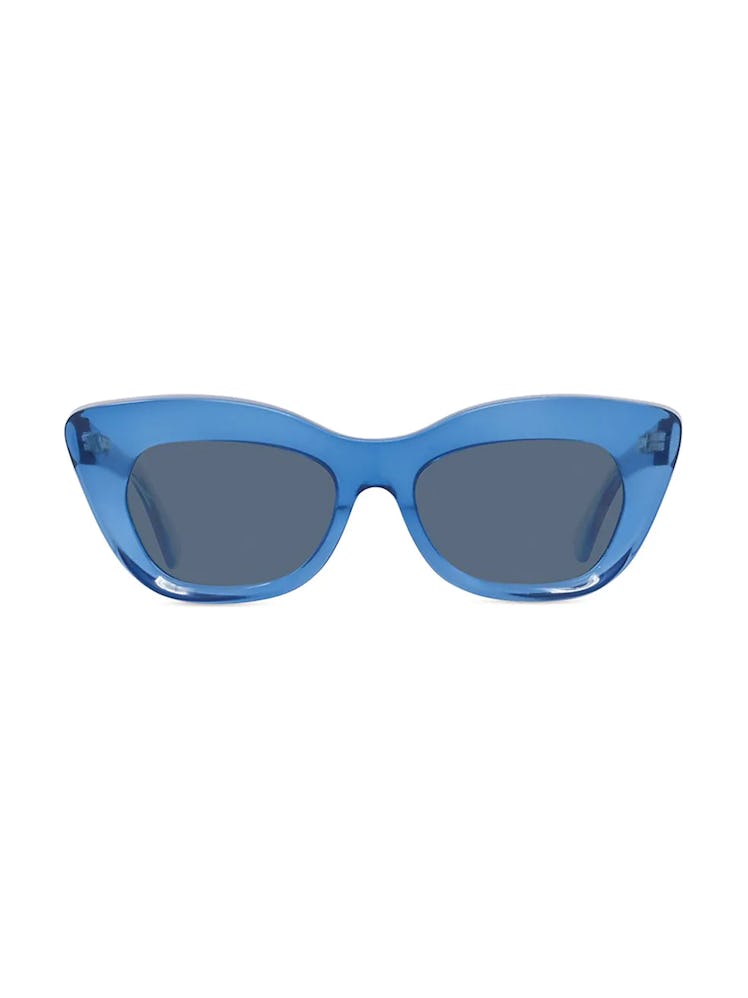 2022 sunglasses trends jewel tone blue cat eye acetate frames