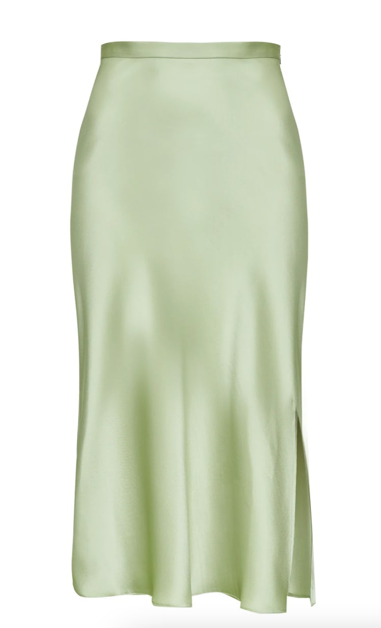 Alyda green silky skirt