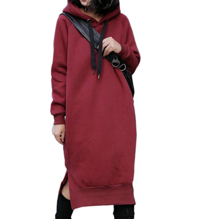 NUTEXROL Fleece Sweatshirt Hoodie Dress