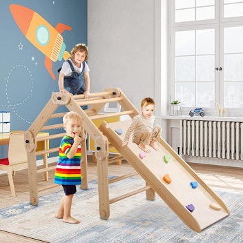 Dripex 8-in-1 Foldable Pikler Montessori Wood Triangle Climber 
