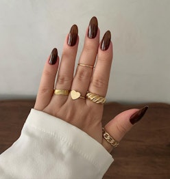 brown French tip and brown manicures for summer