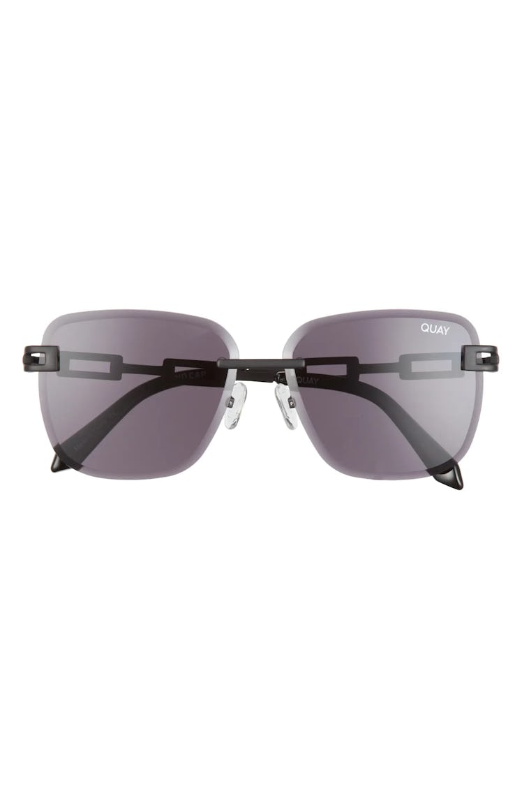 2022 sunglasses trends y2k black metal rimless frames