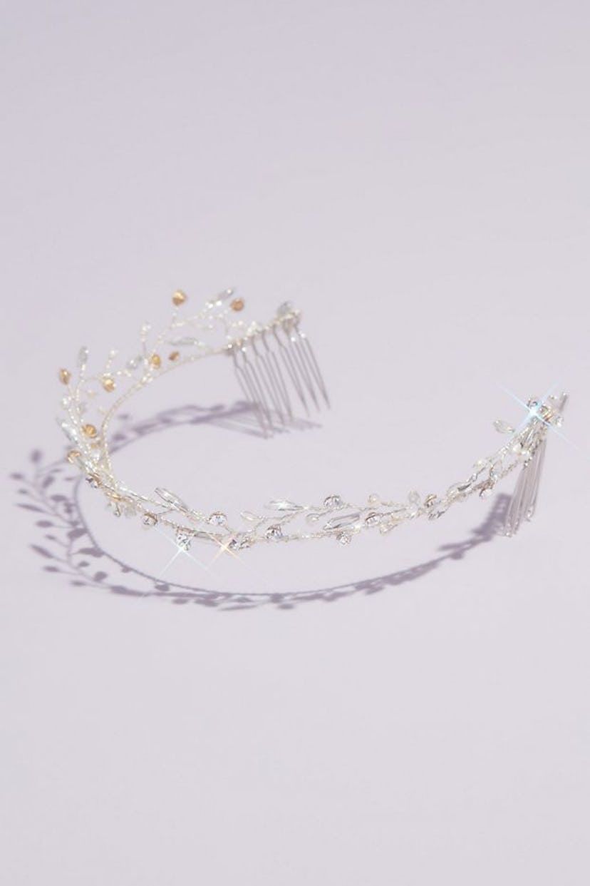 Pearl and Crystal Scalloped Vine Tiara