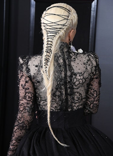 Lady Gaga's intricately braided hair at the 2018 Grammy Awards