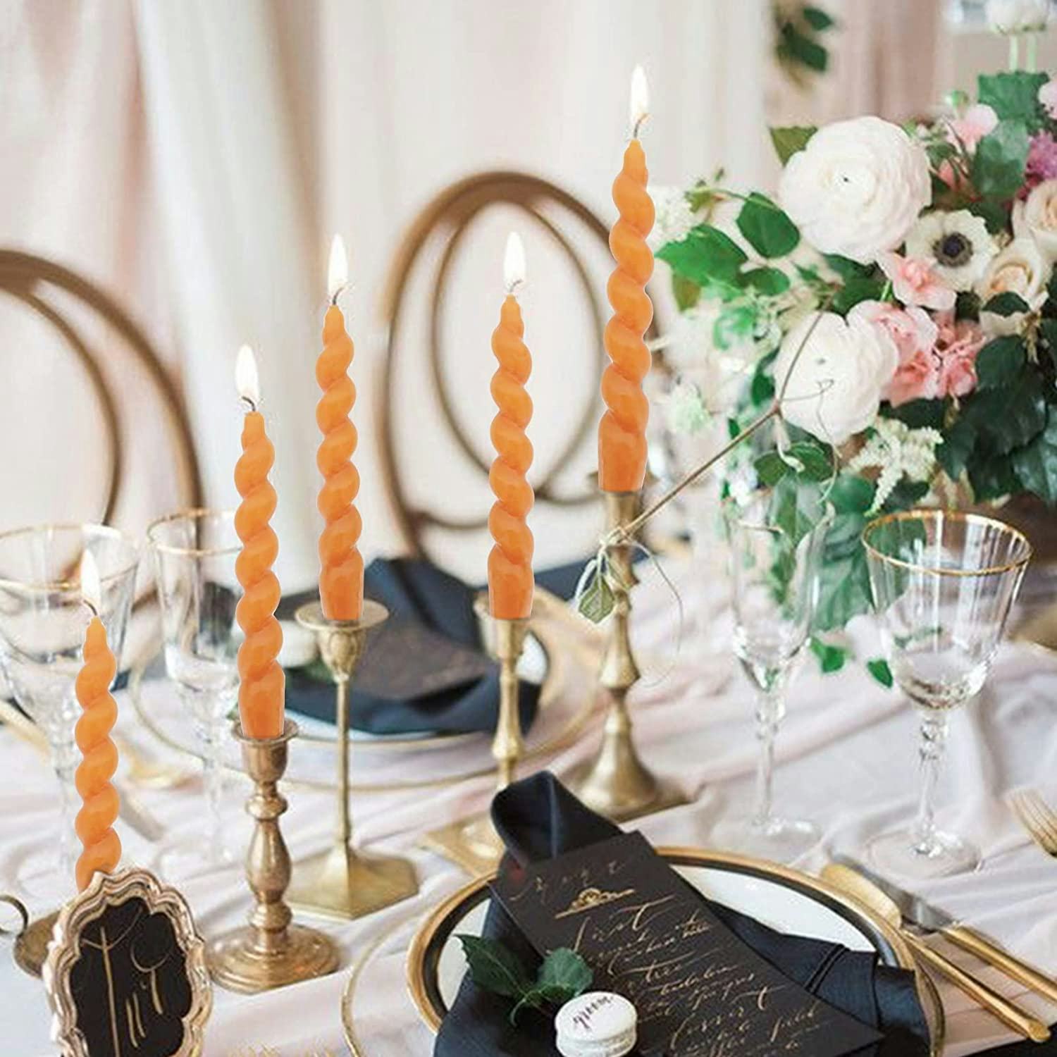 Kandelo Spiral Taper Dinner Candles (Set of 2)