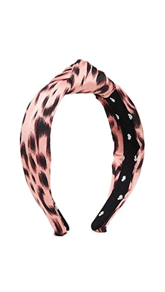 Lele Sadoughi Silk Leopard Knotted Headband  