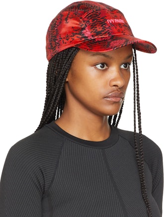 Wear this Adidas x Ivy Park Red Printed Satin Panel Cap with a 90s denim outfit