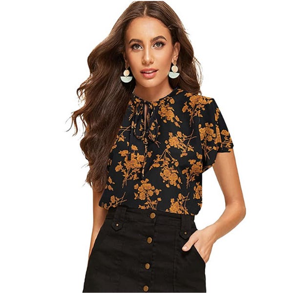 Romwe Chiffon Tie Blouse