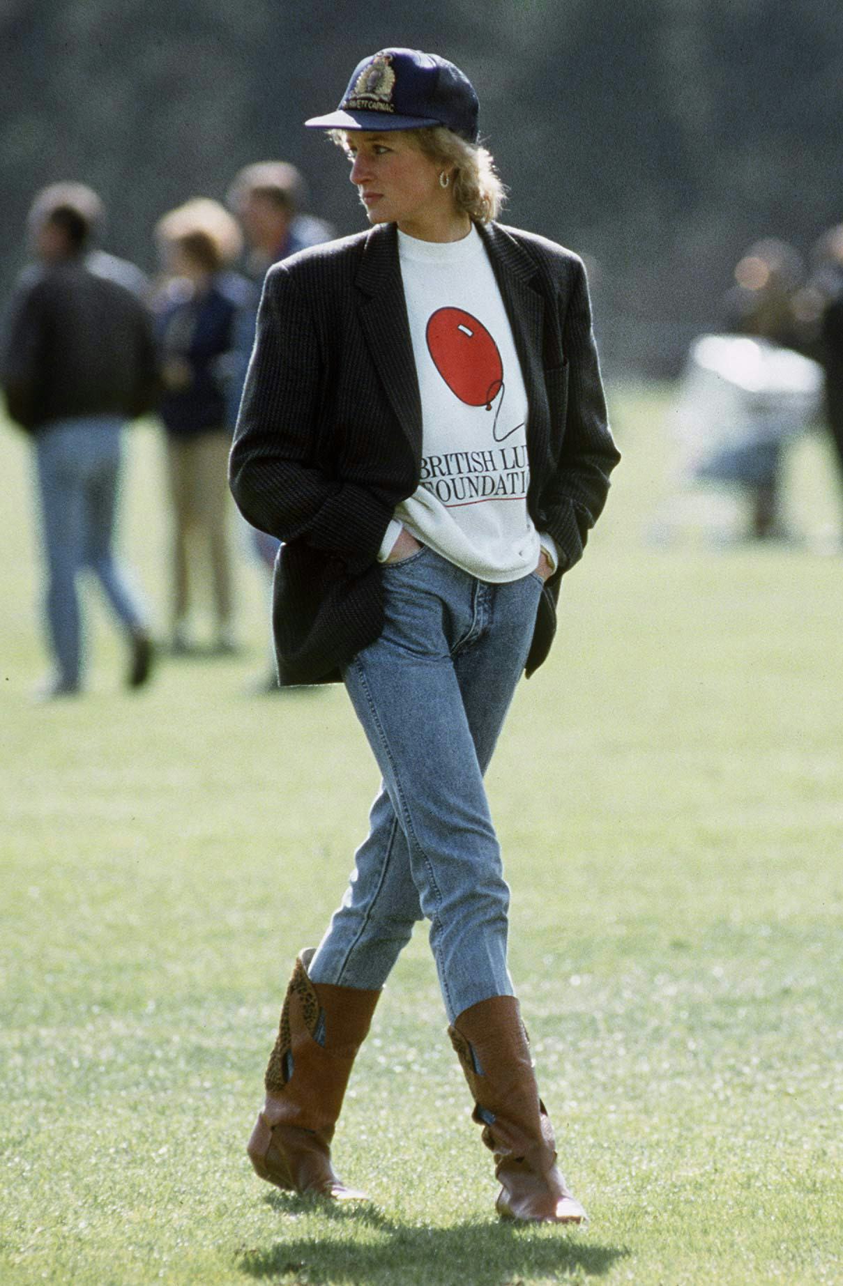 Princess Diana wearing jeans.