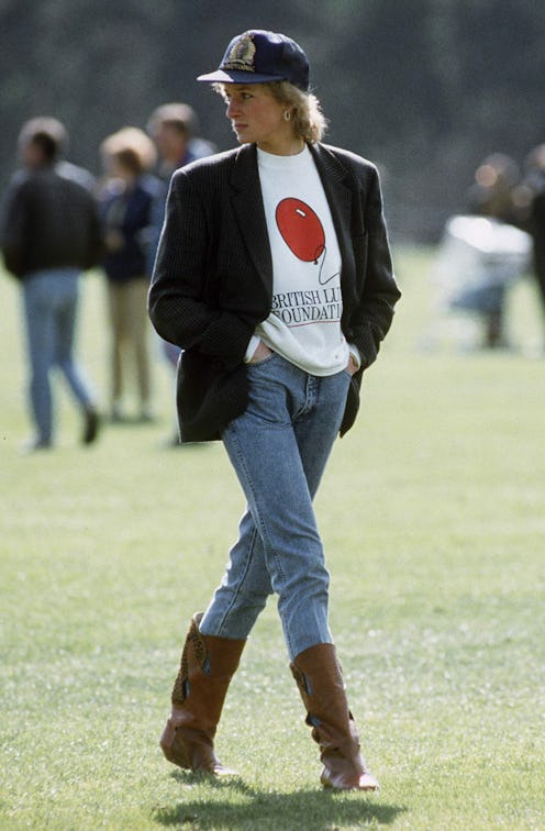 Princess Diana wearing jeans.