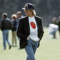 Princess Diana wearing jeans.