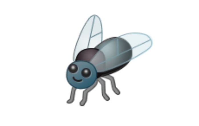 Samsung's goofy-ass fly emoji, which has a clipart-style body and perfectly circular head, complete ...