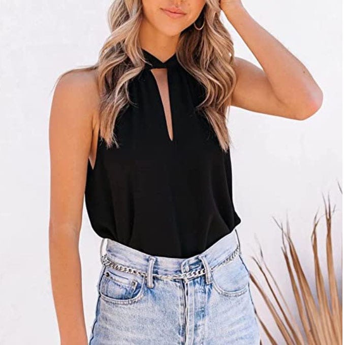 Dokotoo Sleeveless Halter Neck Blouse
