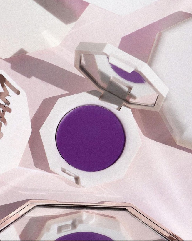 Purple blush as a new TikTok beauty trend.