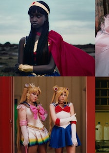 A six-part collage of photos by photographer Thurstan Redding who sees fashion as cosplay