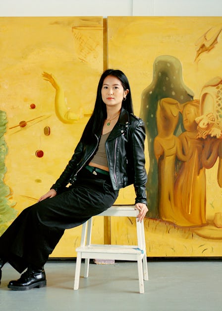 Courtesy of the artist and Nicodim Gallery. Dominique Fung, photographed in her Brooklyn studio, wit...