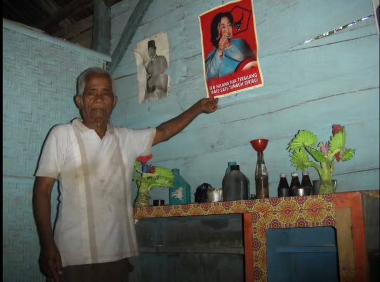 Hina Panjarra of Waingapu, a dukun and fan of former president Megawati Soekarnoputri, in his home w...