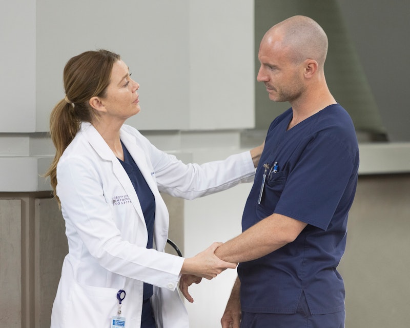 Ellen Pompeo as Meredith Grey & Richard Flood as Cormac Hayes in 'Grey's Anatomy' Season 18 via ABC'...