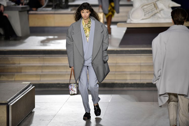A model presents a creation for the Louis Vuitton Fall-Winter 2022-2023 collection fashion show, as ...