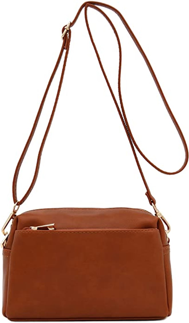 FashionPuzzle Triple Zip Small Crossbody Bag