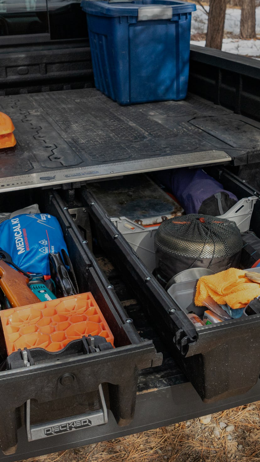 Instead of just piling everything into the bed, the Decked system offers a little organization in a ...