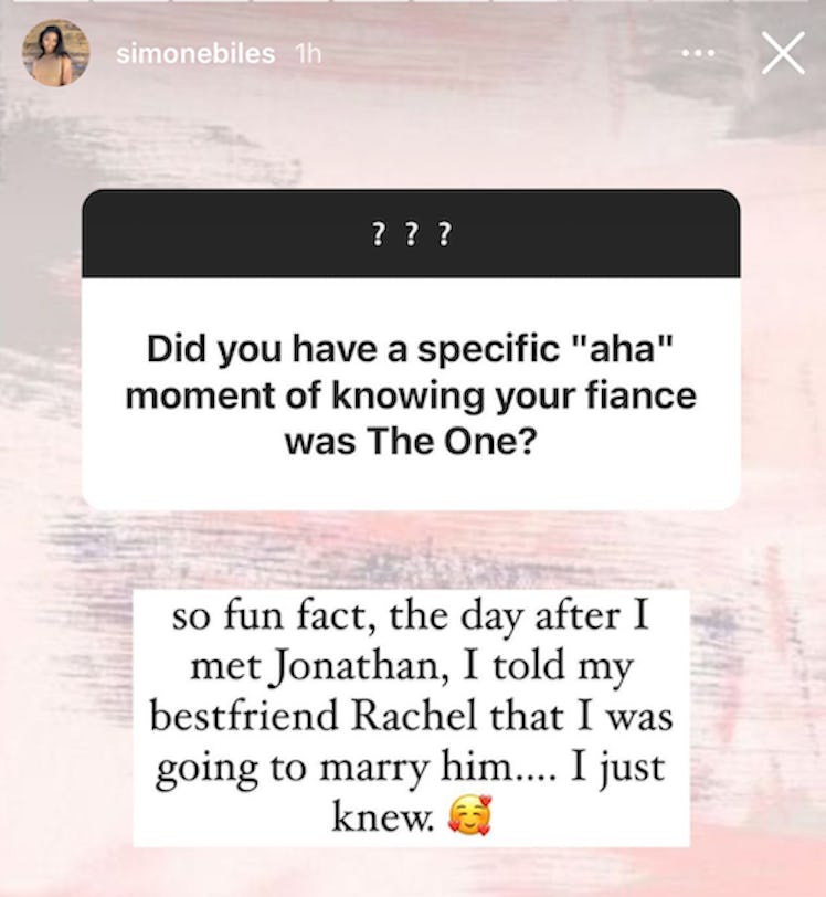 Simone Biles knew her now-fiancé Jonathan Owens was the one right after she met him.