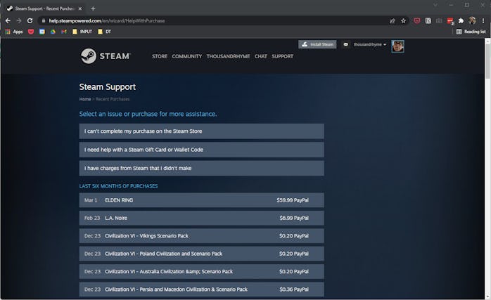 Check the date of purchase beside each game title to make sure it qualifies for a refund.
