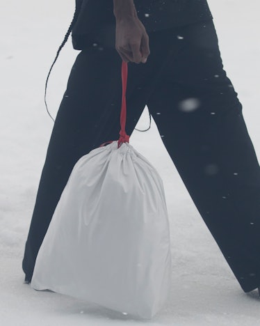 white trash bag balenciaga paris fashion week