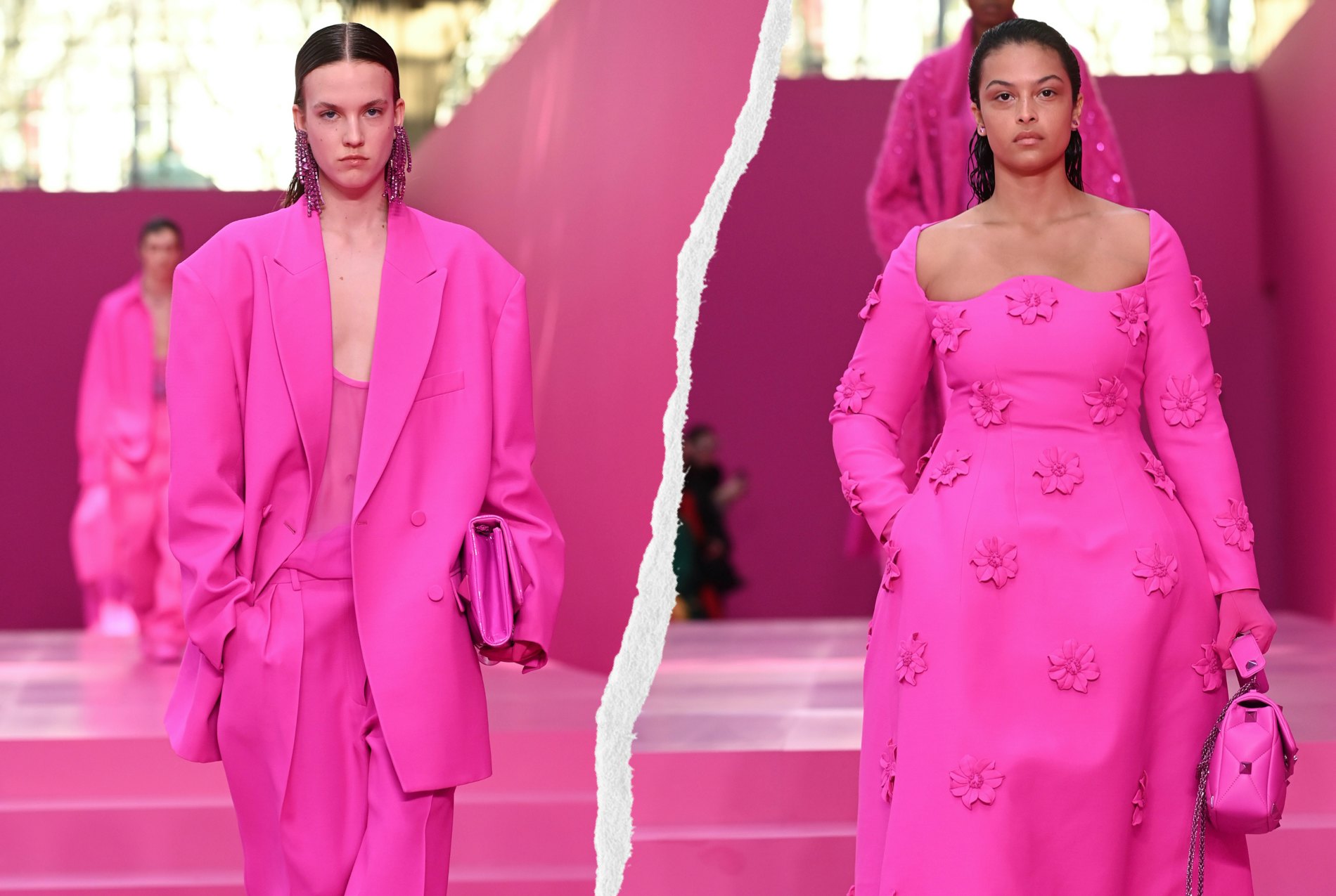 Valentino Shows All-Pink Collection At Paris Fashion Week 2022