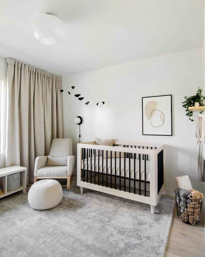 Neutral nursery with modern mobile