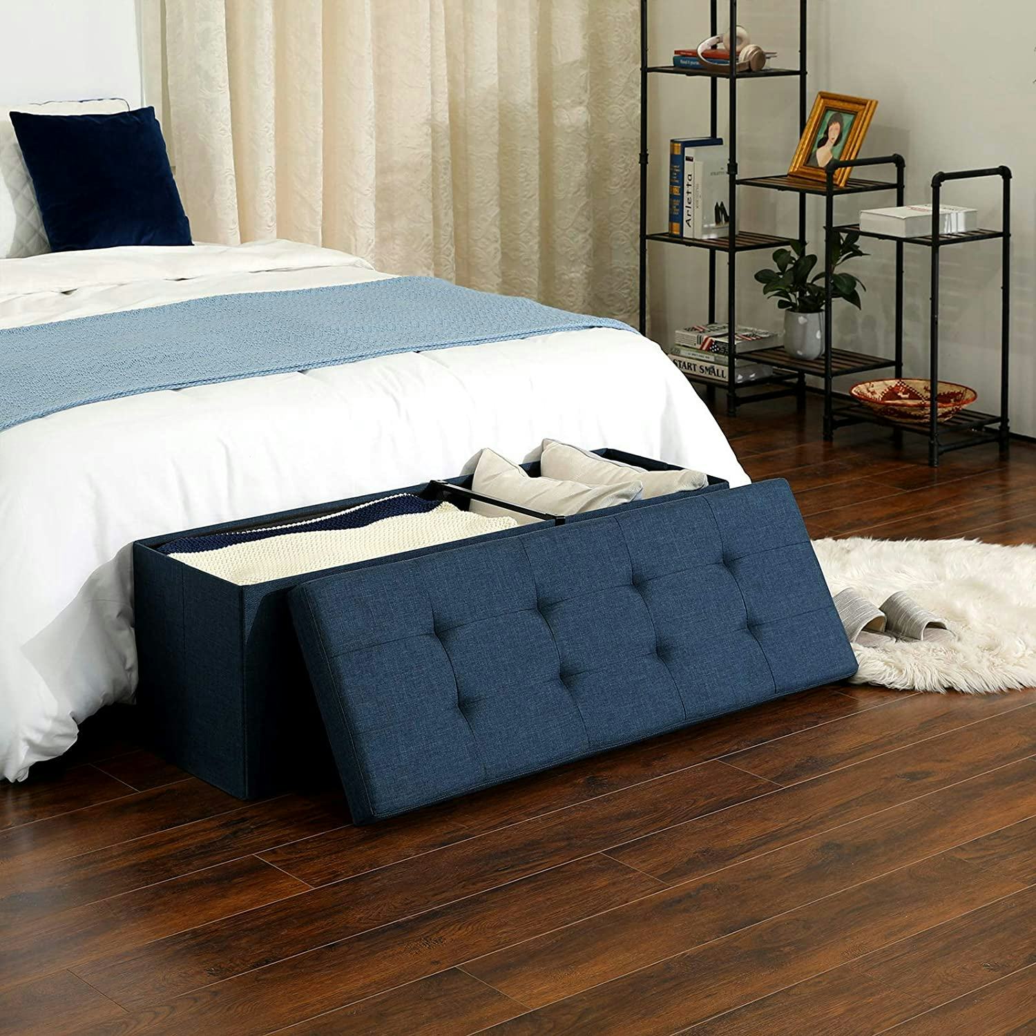 SONGMICS Folding Storage Ottoman Bench