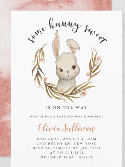 Cute bunny invitation for an Easter shower