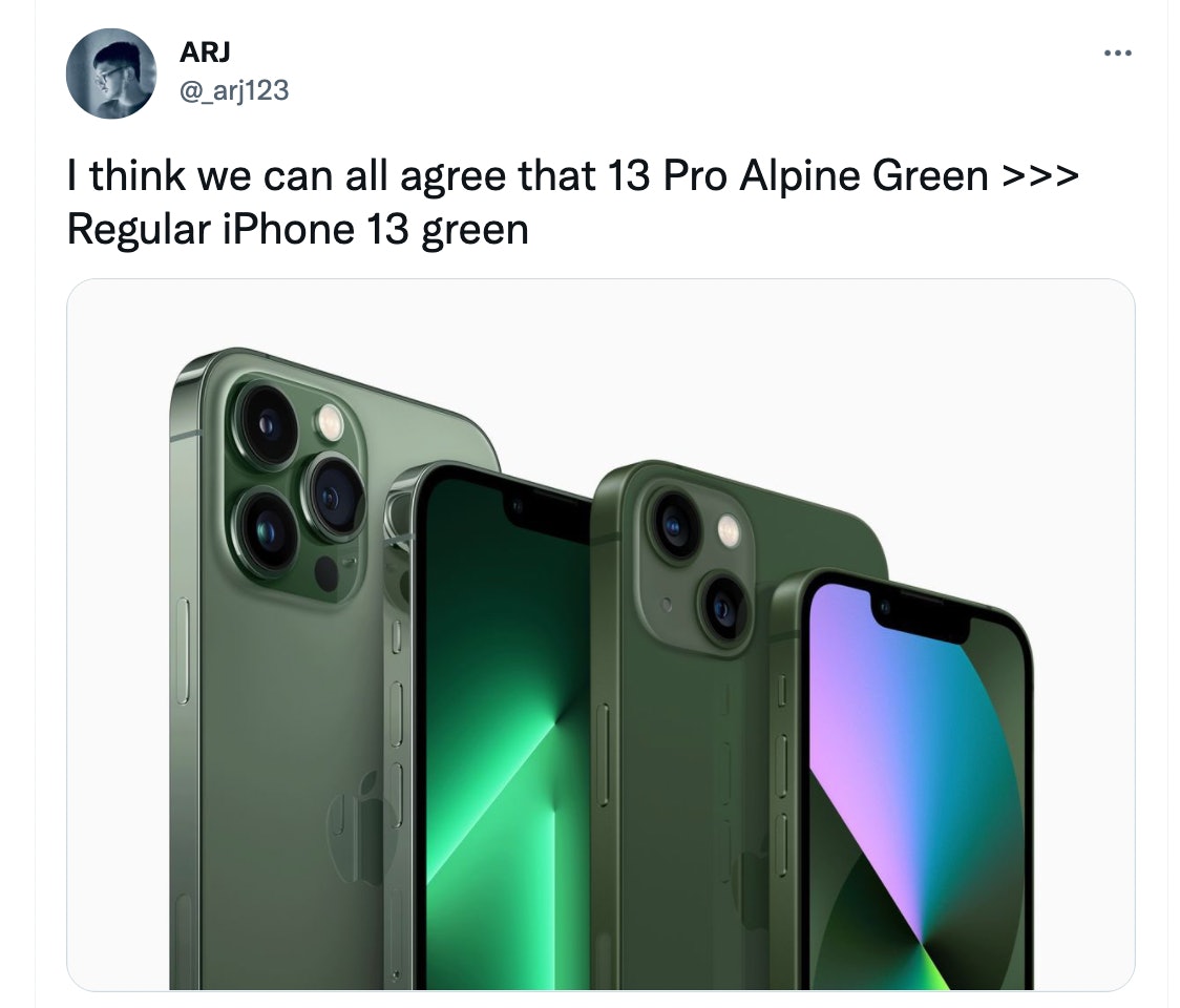 Niels  AppleDsign on X: Your thoughts on that new Alpine Green iPhone 13  Pro? #AppleEvent #alpinegreen #iphone13pro  / X