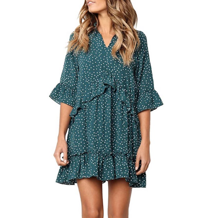 MITILLY V Neck Ruffle Dress