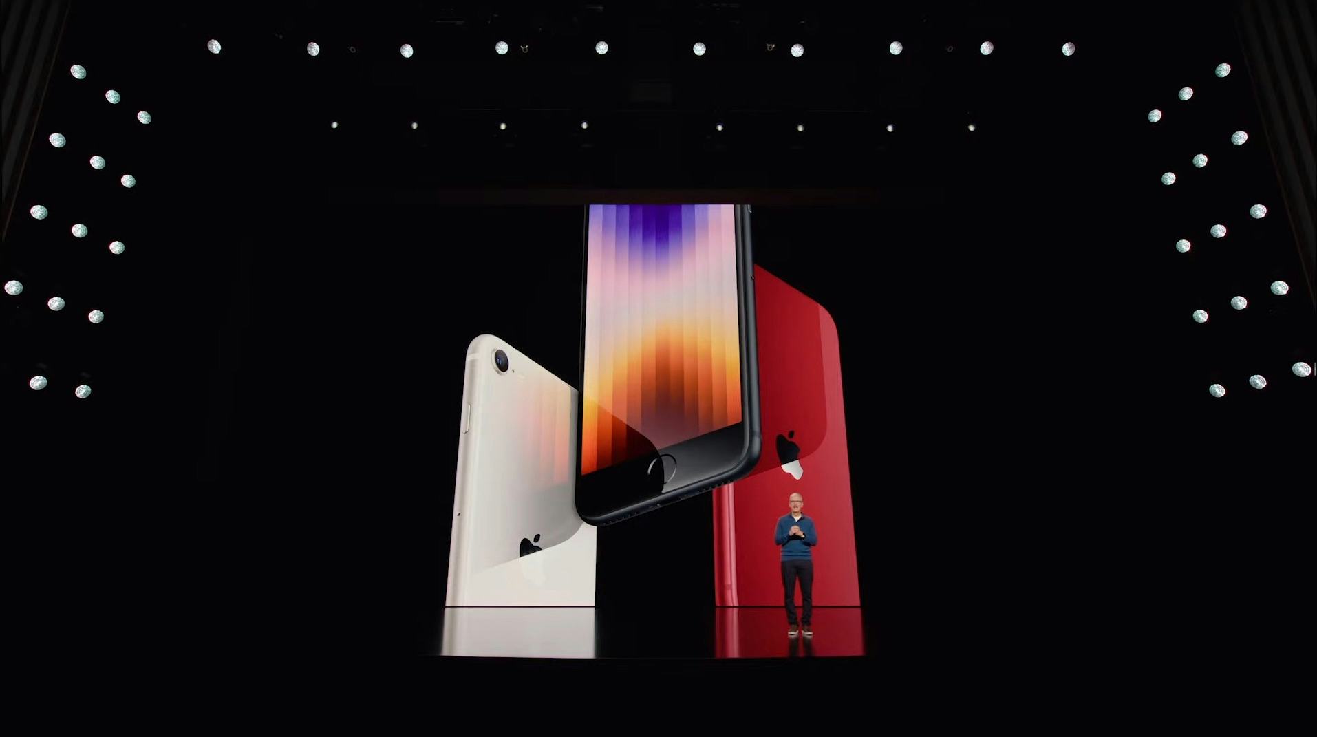 Tim Cook announcing the iPhone SE