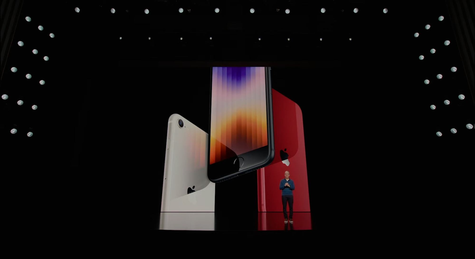 Tim Cook announcing the iPhone SE