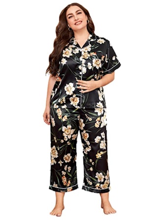 Milumia Floral Satin Pajama Set