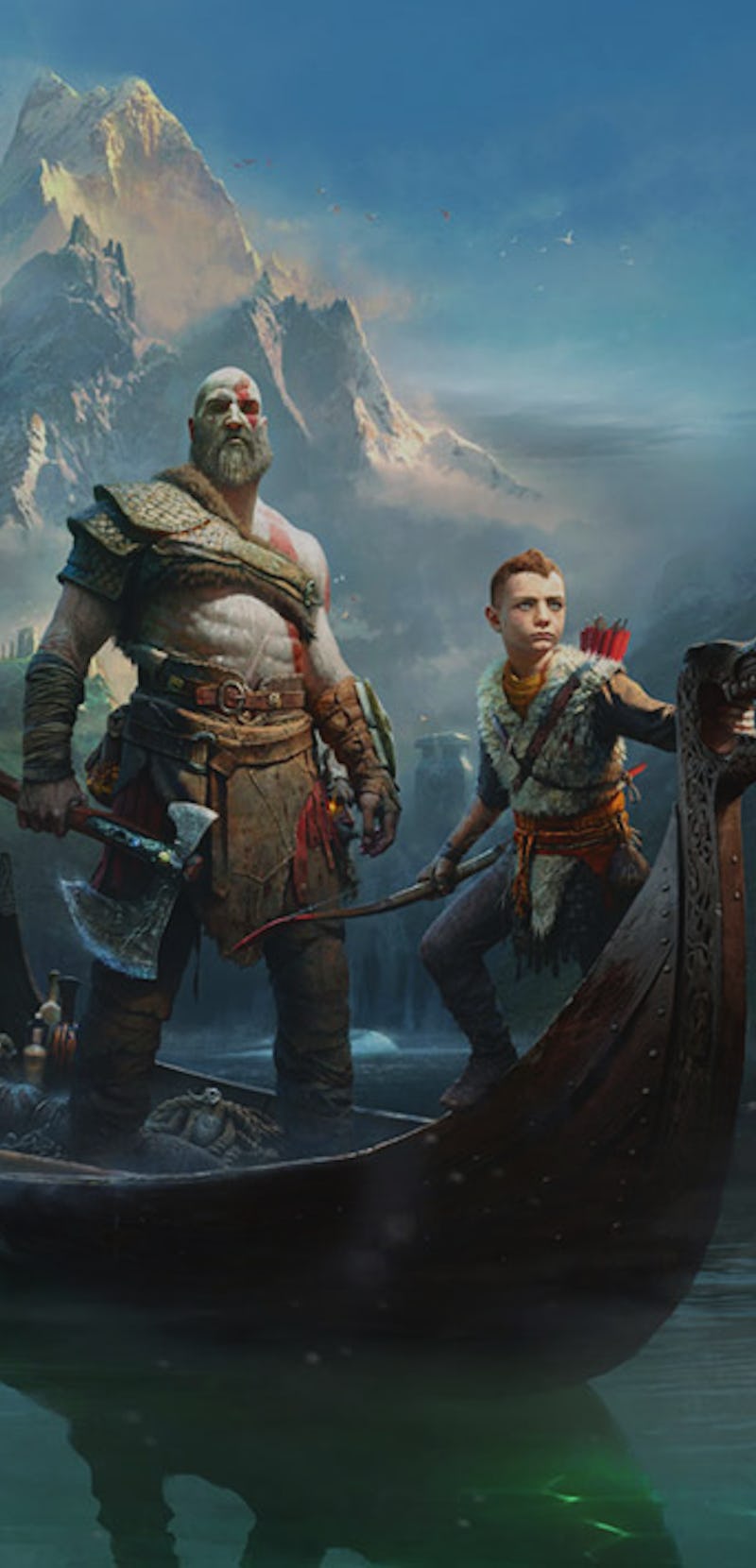 The concept art of Kratos and Atreus in 'God of War 2018'